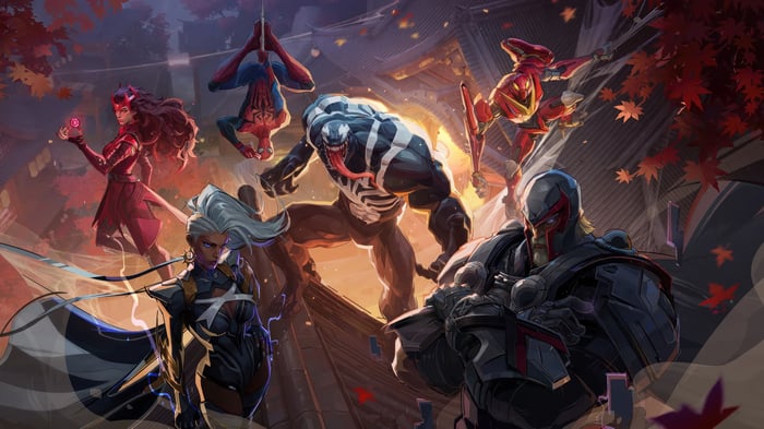 Marvel Rivals characters on a rooftop