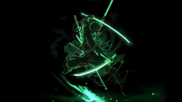 Roronoa Zoro from One Piece with glowing swords