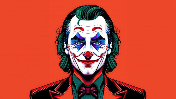 The Joker with Green Hair and Clown Makeup