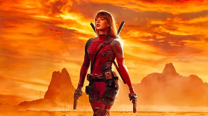 Taylor Swift as Ladypool in a desert landscape