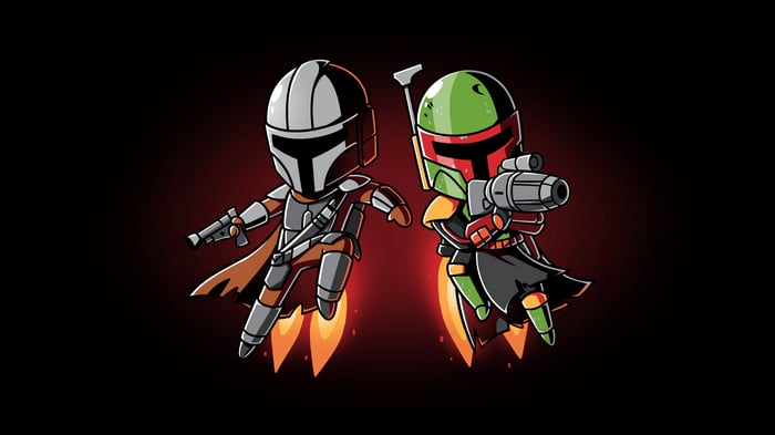 Mandalorian and Boba Fett with Jet Packs