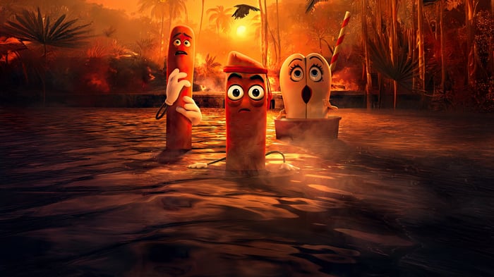 Sausage Party characters in Foodtopia jungle