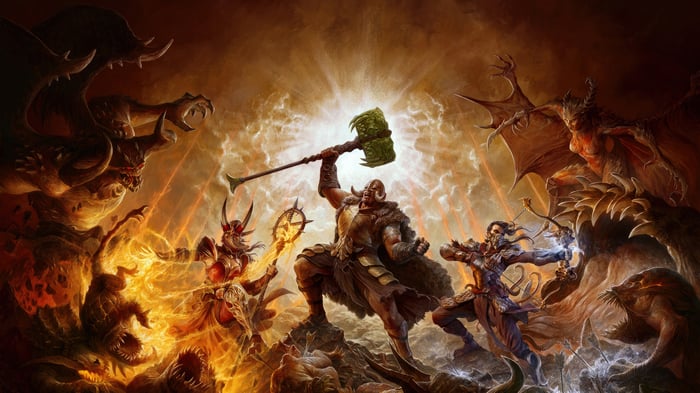Diablo IV: Heroes Battle Demons in Hellish Landscape