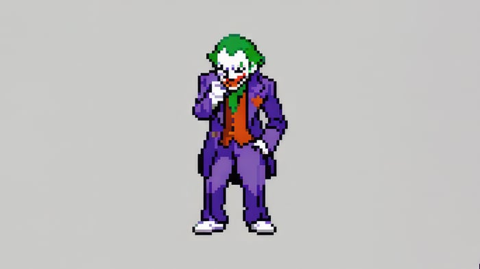 8-bit Joker in purple suit