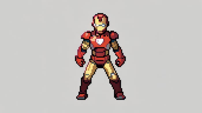 8-bit Iron Man pixel art