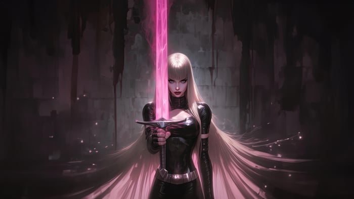 Woman with pink sword