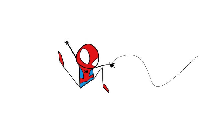 Stick Man Spiderman shooting a web