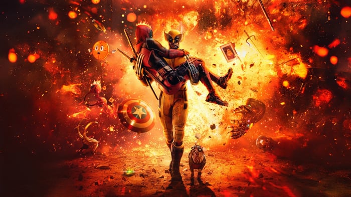 Deadpool and Wolverine in Explosive Scene