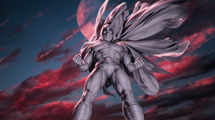Moon Knight with a large moon in the background