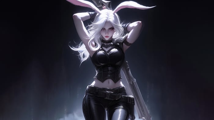 Bunny Riven with White Hair and Sword