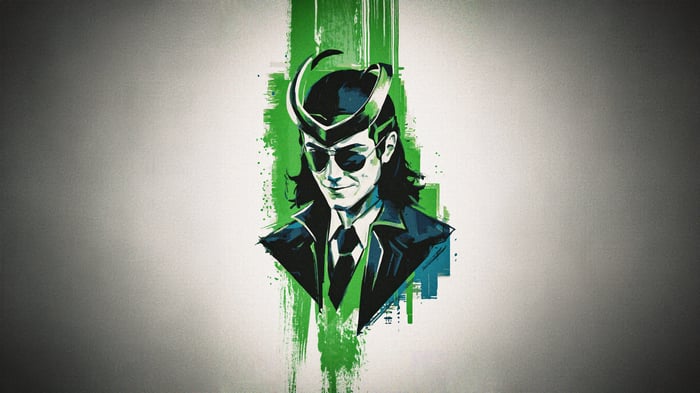 Loki in Suit with Green Splatter Art