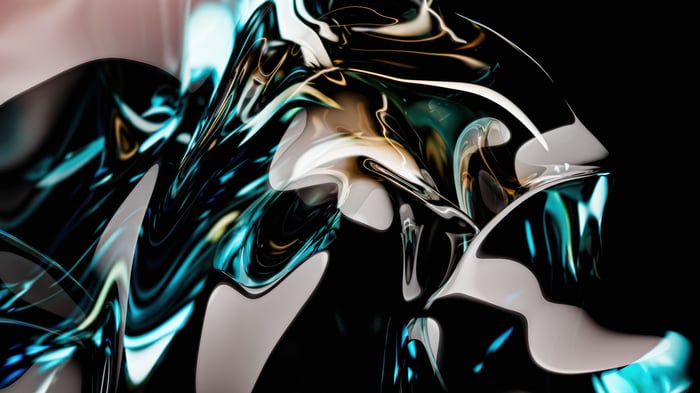 Abstract swirling green and white glass