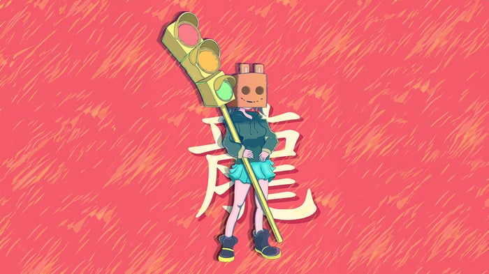 Girl with Traffic Light Head