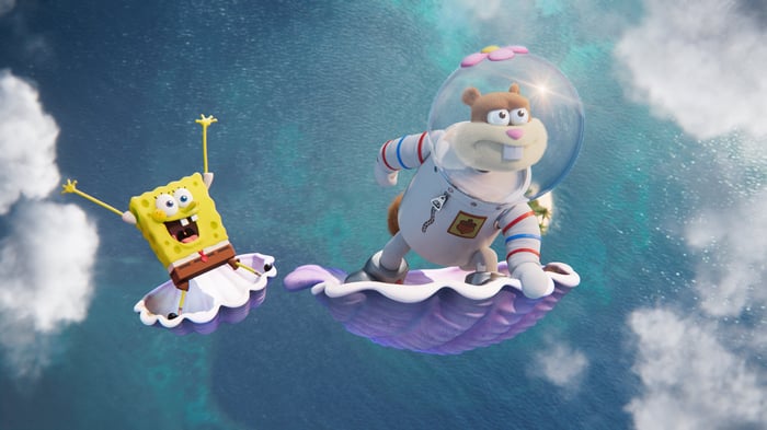 SpongeBob and Sandy in Saving Bikini Bottom