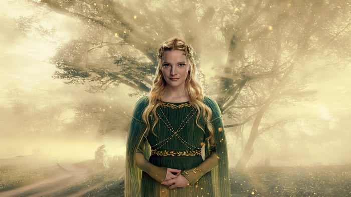 Morfydd Clark as Galadriel in The Rings of Power