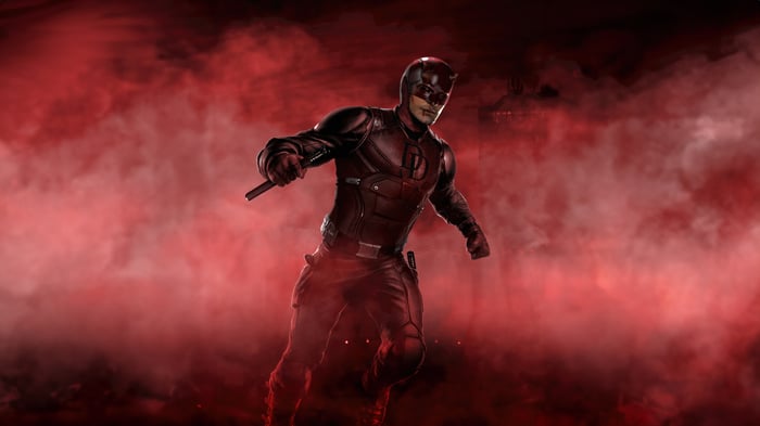 Daredevil in Red Suit with Billy Clubs