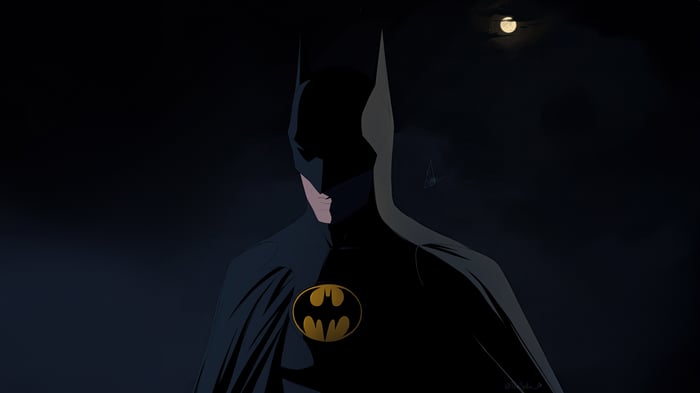 Batman Standing in the Dark with Moon