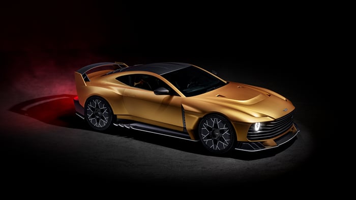Aston Martin Vulcan gold sports car
