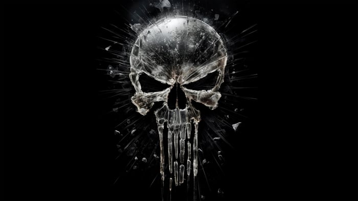 The Punisher Skull made of glass shards