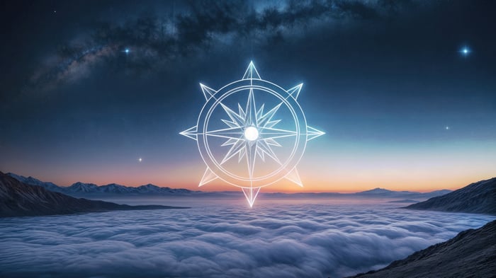 Oregonick North Star Over Clouds and Mountains