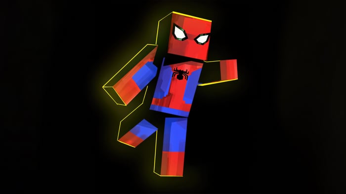 Minecraft Spiderman with Yellow Outline
