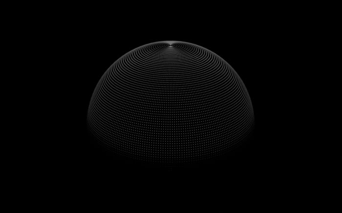 Abstract dome made of white dots on black background