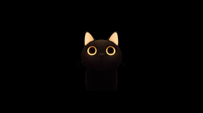 Cute black cat with big golden eyes