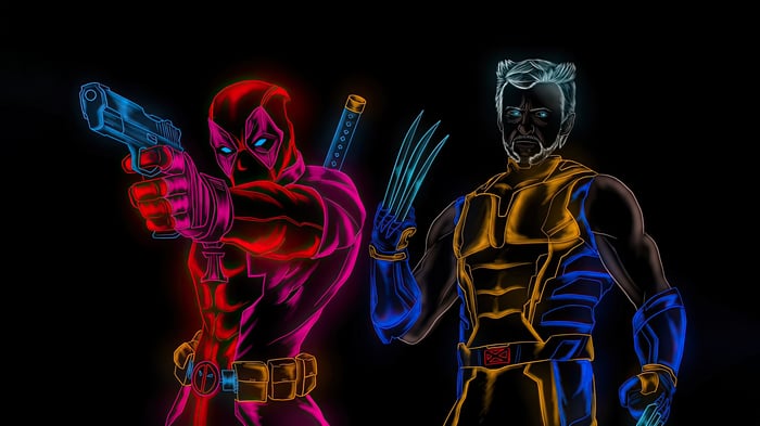 Deadpool and Wolverine neon art