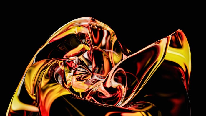 Abstract Red and Yellow Glass Sculpture