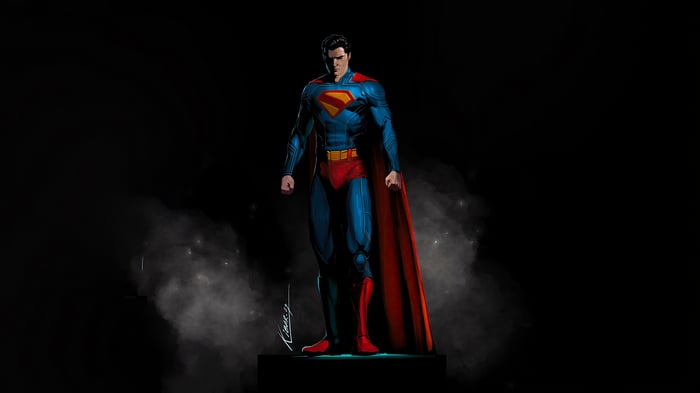 Superman Standing in a Dark Environment