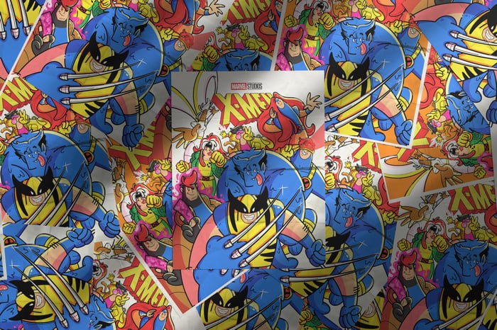 X-Men characters in a cartoon style collage