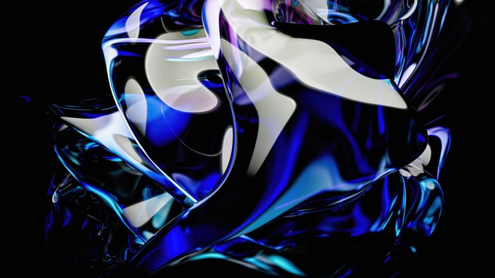 Abstract Blue Glass Sculpture