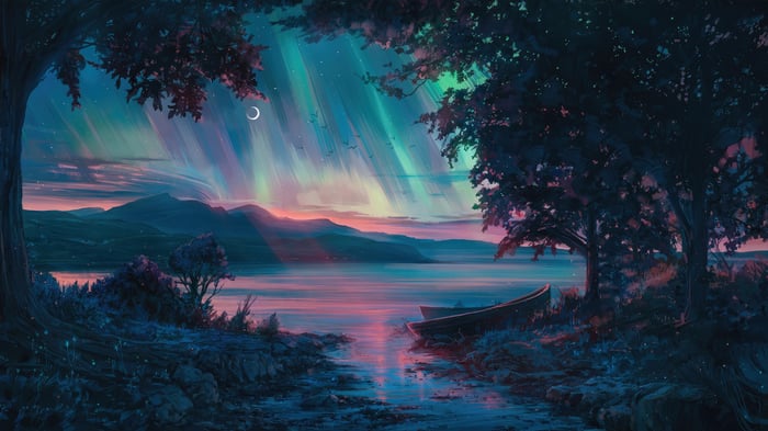 Scenic Boat Ride Under Aurora Borealis