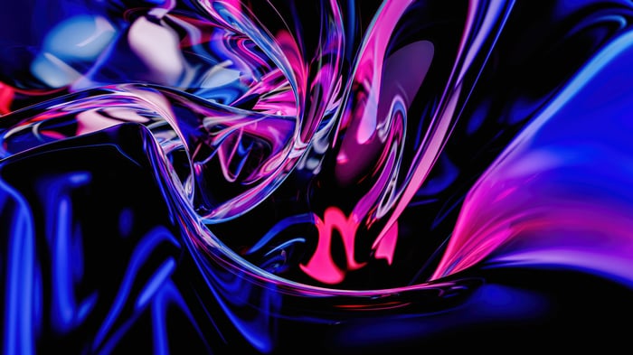 Abstract Crystal Glass with Blue and Pink Hues