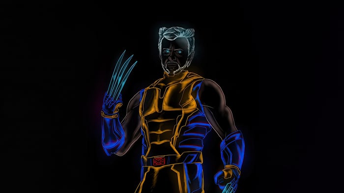 Wolverine with glowing claws and costume