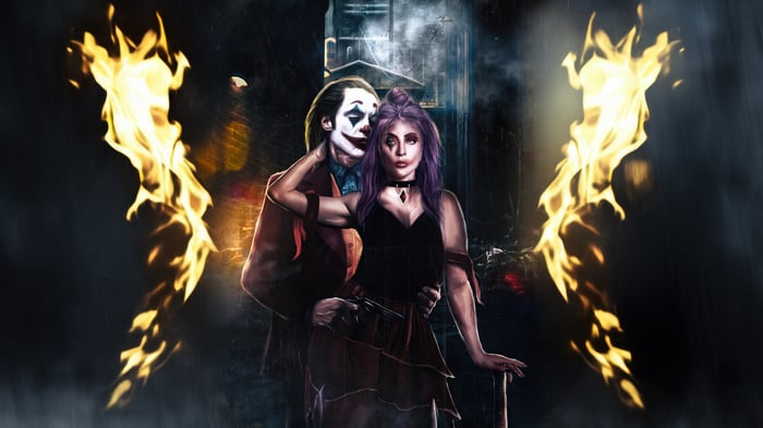 Joker and Harley Quinn with Flames