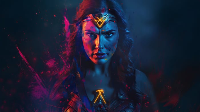 Wonder Woman with Colorful Paint Splatter