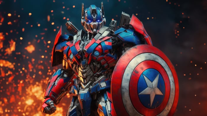 Optimus Prime Fused with Captain America