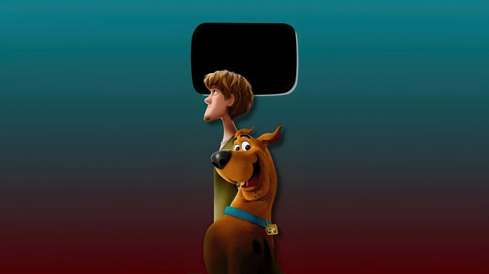 Shaggy and Scooby-Doo in front of a screen