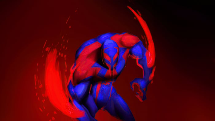 Spider-Man 2099 in red and blue suit