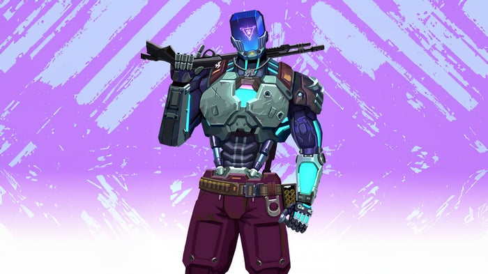 Kay/O from Valorant holding a rifle
