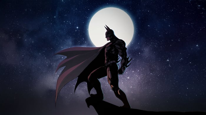 Batman Standing on a Ledge Under the Moon