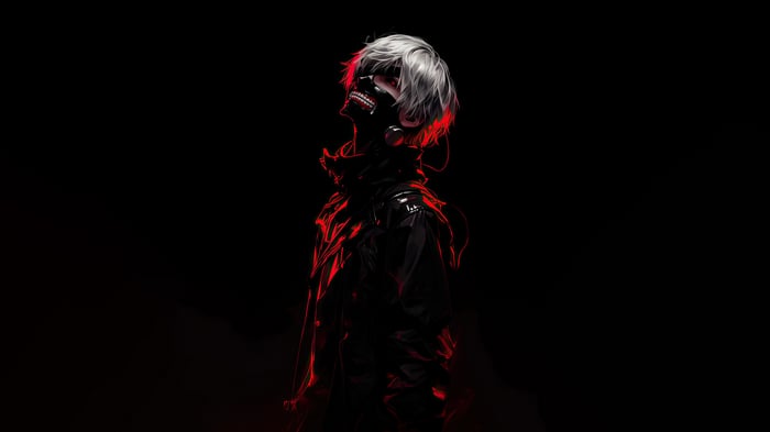 Ken Kaneki from Tokyo Ghoul with red lighting