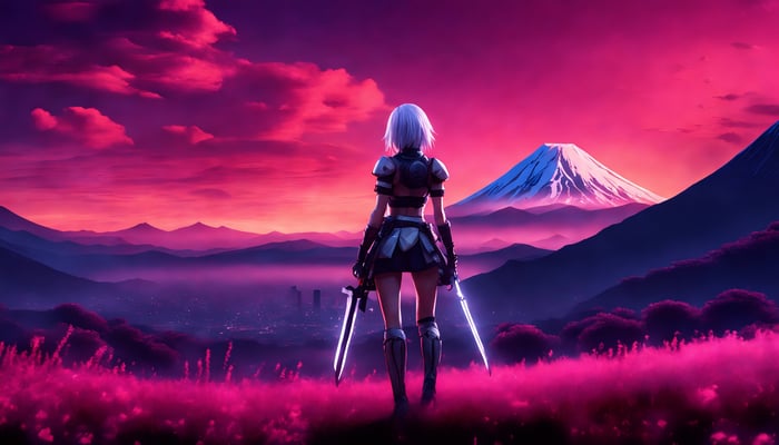 Twilight Sentinel overlooking Mount Fuji at sunset