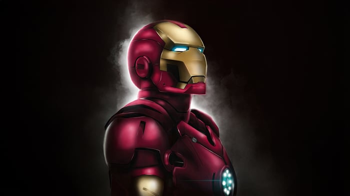 Iron Man in a red and gold suit