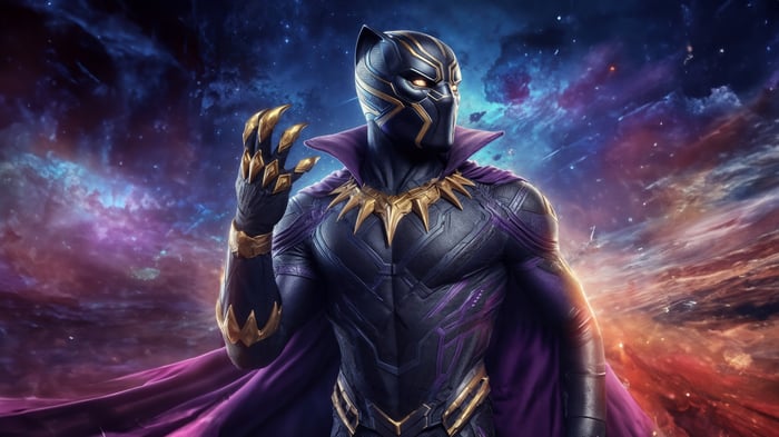 Black Panther in Cosmic Background