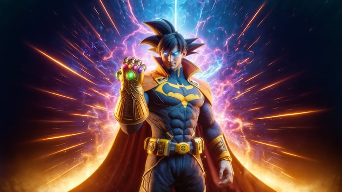 Goku Batman with Infinity Gauntlet