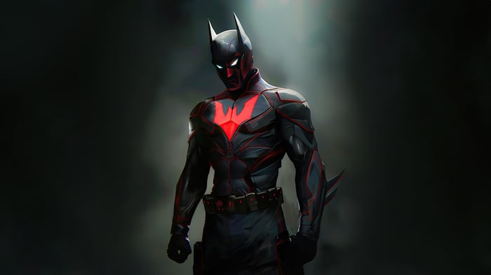 Batman Beyond in a futuristic suit