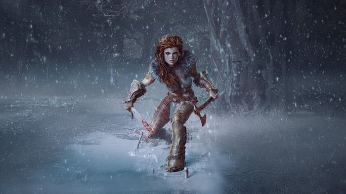 Red Sonja in a Snowy Forest