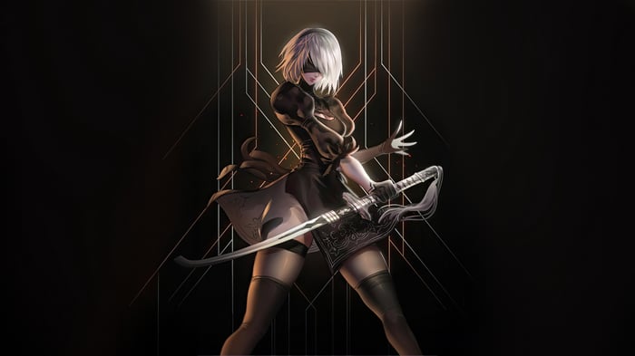 2B from Nier Automata with a sword